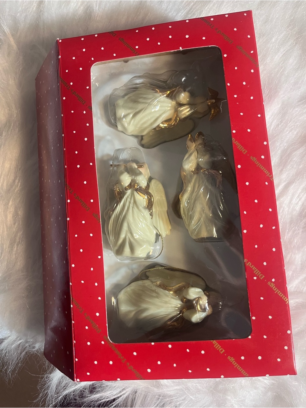 Dillards Porcelain Angel Ornament Set - set of 4